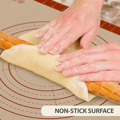 Pastry Mat, 0.7mm Extra Thick 32 x 24 Inches Large Non Stick Silicone Baking Pad, Pie Crust Rolling Supplies for Making Christmas Cookies Bread, Easy to Clean