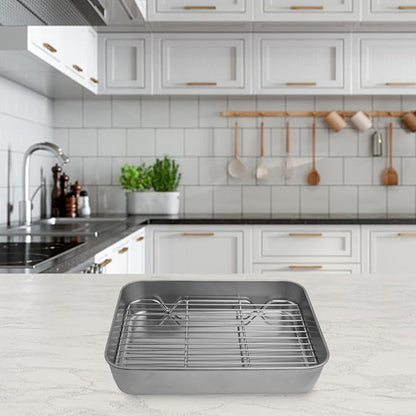 Sheet With Wire Rack And Cover Set, Stainless Baking Tray, Rust & Warp Resistant & Easy Clean Baking Pan For Oven Cooking, Cookie Sheet(23x17x5cm)