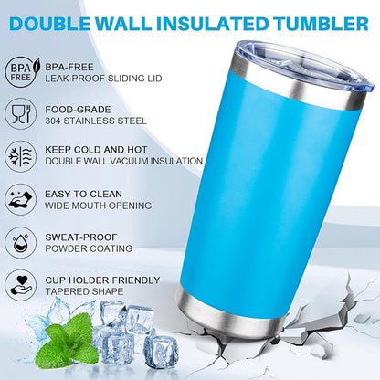 20oz Tumbler with Lid Double Wall Vacuum Insulated Travel Coffee Mug Stainless Steel Thermal Cup Powder Coated Sturdy Coffee Tumbler Bulk for Hot and Cold Beverages (Multicolor-2,6)