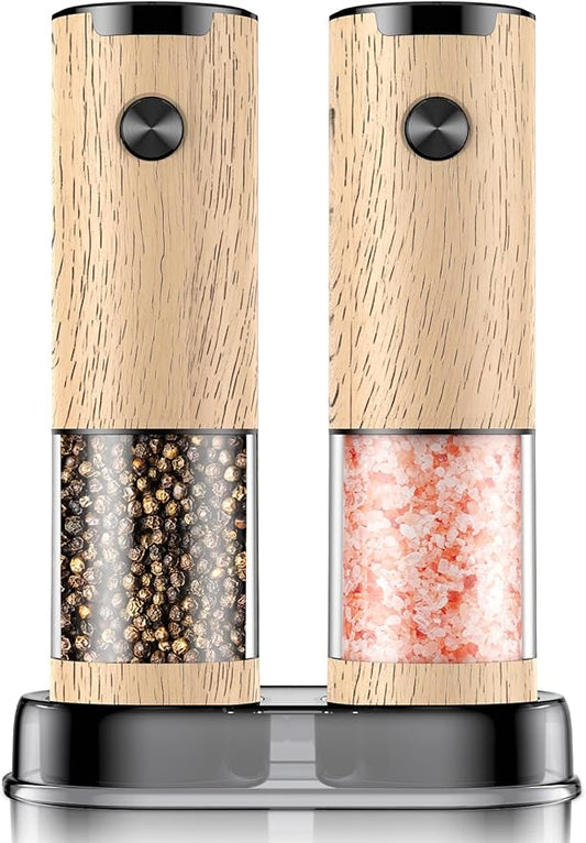 Electric Salt and Pepper Grinder Set Automatic Battery Pepper Mill Shakers Adjustable Coarseness Upgraded Larger Capacity with Led Home and Kitchen Appliances Birthday Gifts for Women Mom
