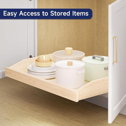 Pull Out Cabinet Organizer 28.5" W x 21" D, Soft Close Slide Out Wood Drawer Shelf for Kitchen Cabinets, Pull Out Cabinet Drawer for Base Cabinet, Pantry and Bathroom Storage, Bottom Mount