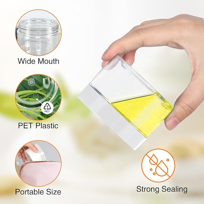 PeacePeo 72 Pcs Plastic Jars, 4 OZ Plastic Jars with White Lids Round Clear Storage Containers Jar Leak Proof Empty Containers with Lids for Slime Travel Refillable Slime Storage Jar for Small Product