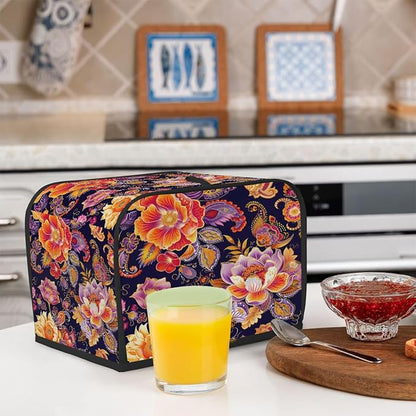 Toaster Cover 2 Slice Wide Slot Flower Boho EthnicBread Toaster Oven Dustproof Cover Small Appliance Kitchen Covers Dust and Fingerprint Protection for Women Gift 2 Slice