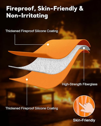 Emergency Fireproof Cloak with Hood – KANHIRO 1076°F Heat Resistant Fire Escape Poncho, Extra Large Silicone Coated Fire Blanket Cape for Home, Kitchen & Emergency