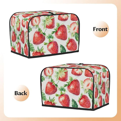 4 Slice Strawberry Fruit Red Toaster Cover Waterproof Dust Fingerprint Bread Machine Cover Washable Kitchen Appliance Protector For Home Kitchen Bakeware Table Decor Women Gifts