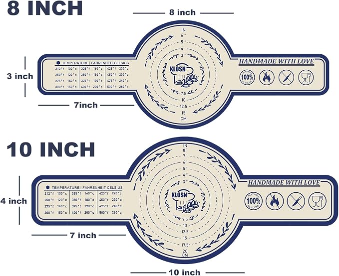 Silicone Bread Sling for Dutch Oven, 2 Pack (8" Round) – Non-Stick & 500°F Heat Resistant Sourdough Mat, Easy to Clean, Reusable Food-Grade Sourdough Slings – Fits 5 qt and up Dutch Ovens