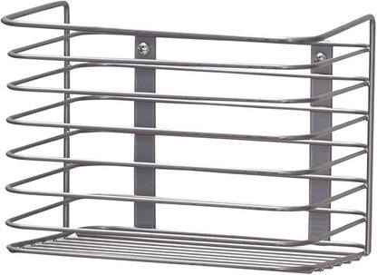 Household Essentials Door Mount Cabinet Organizer, Steel Wire Basket, Attractive Nickel Powder Coating, Great for Saving Space, Mounts to Solid Surface with Hardware Included