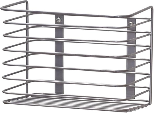 Household Essentials Door Mount Cabinet Organizer, Steel Wire Basket, Attractive Nickel Powder Coating, Great for Saving Space, Mounts to Solid Surface with Hardware Included