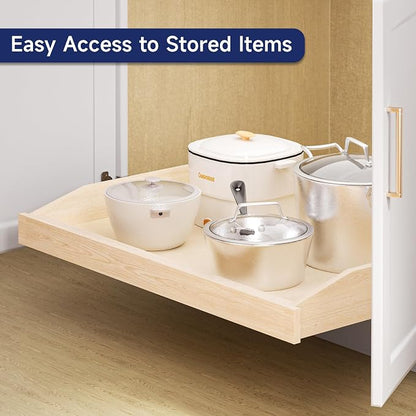 Pull Out Cabinet Organizer 31.5" W x 21" D, Soft Close Slide Out Wood Drawer Shelf for Kitchen Cabinets, Pull Out Cabinet Drawer for Base Cabinet, Pantry and Bathroom Storage, Bottom Mount