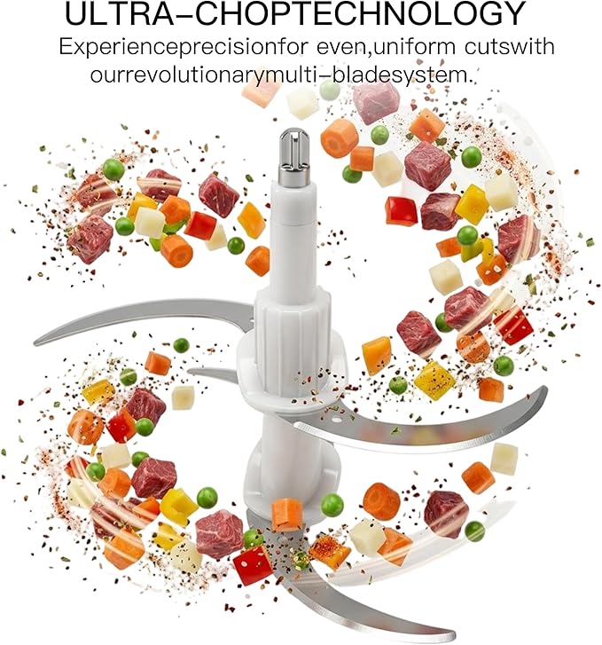 MEGAWISE Electric Food Processor, 1000W Meat Grinder & Vegetable Chopper with 6L 304# Stainless Steel Bowl, Dual-Speed Food Chopper for Meat, Vegetables, Fruits, Nuts, and Baby Food