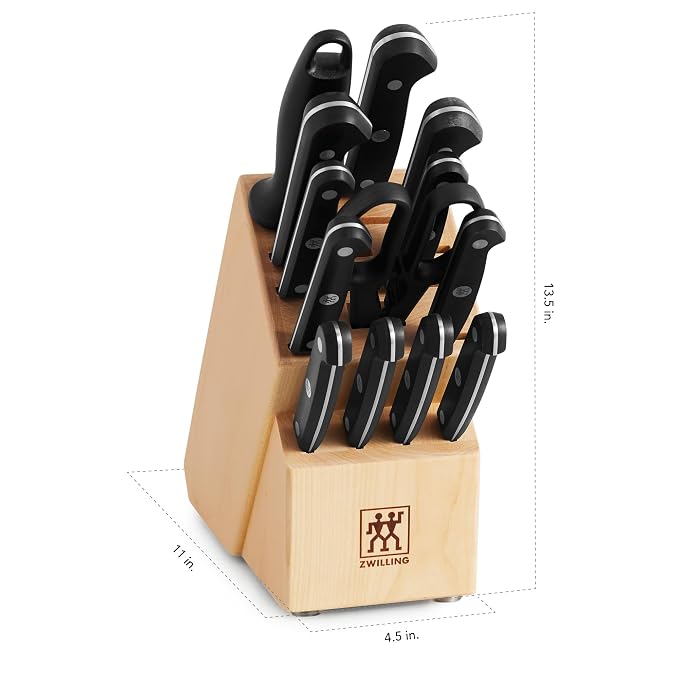 HENCKELS ZWILLING J.A. Henckels Zwilling gourmet 14-pc knife block set, 3.15 Pound, Black/Stainless Steel