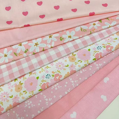 Cotton Fabric DIY Making Supplies Quilting Patchwork Fabric Fat Quarter Bundles DIY for Quilting Cotton Patchwork Cushions (Love Flower, 9.8 x 9.8 inches)