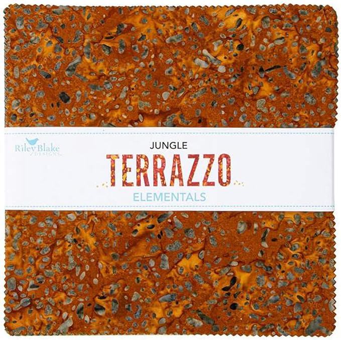 Expressions Batiks Terrazzo Elementals Jungle 42 10-inch Squares Layer Cake Riley Blake 10-21801C-42