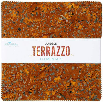 Expressions Batiks Terrazzo Elementals Jungle 42 10-inch Squares Layer Cake Riley Blake 10-21801C-42