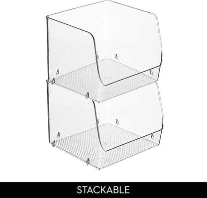 iDesign Open-Front Storage Bin - All-Purpose Bin for Kitchen, Bathroom, or Office - Clear - Made in USA