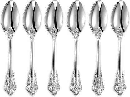 KEAWELL Luxurious 5.1-Inch Espresso Spoons Set - 6 Pieces - Mini Coffee Spoon, 18/10 Stainless Steel - Gorgeous Design with Exceptional Mirror Polished Finish (Silver)