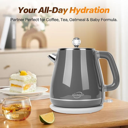 Retro Electric Kettle 1.8L, All Stainless Steel Hot Water Electric Kettle for Boiling Water, BPA Free Tea Kettle, 1350W Fast Boil, Auto Shut Off & Boil-Dry Protection