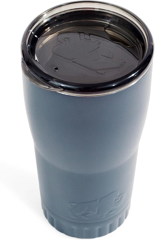 Silver Buffalo Double Walled Vacuum Insulated Stainless Steel Tumbler With Easy Sip Lid Keeps Hot and Cold, Travel Coffee Mug Clear Lid, 20 Ounces, Matte Gray