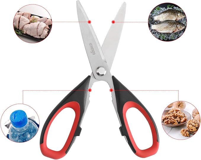 LIVINGO Kitchen Scissors Heavy Duty, 8.5 inch Dishwasher Safe Ultra Sharp Premium Heavy Duty Kitchen Shears, Multi Purpose Cooking Scissors Stainless Steel
