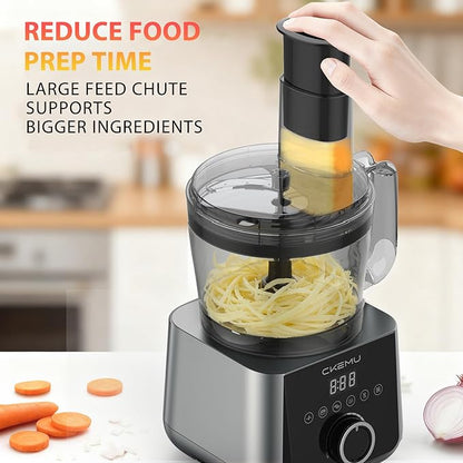 12 Cup Smart Food Processor | Electric Food Chopper Slicer, French-Fry Slicing Shredding Chopping Kneading Cutter, For Meat, Vegetable, Fries, Cheese
