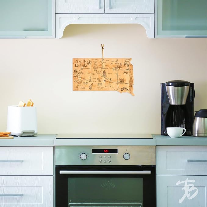 Totally Bamboo Destination South Dakota State Shaped Serving and Cutting Board, Includes Hang Tie for Wall Display