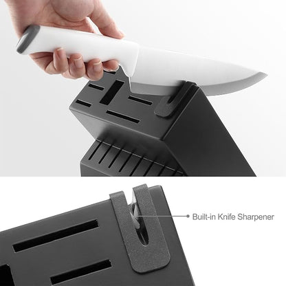 McCook Knife Sets, German Stainless Steel Kitchen Knife Block Sets with Built-in Sharpener
