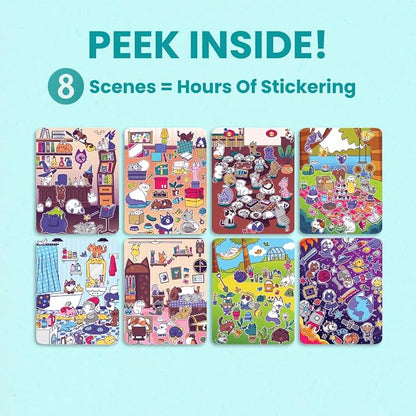 Land of Cats 300+ Kids Sticker Book by Cupkin Toddler Road Trip Coloring and Sticker Book, Road Trip Essentials, 8 Coloring Pages 8 Side by Side Scenes for Ages 2–8 Years