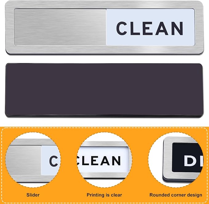 Dishwasher Magnet Clean Dirty Sign - Reversible Strong Magnet & Non-Scratch Clean Dirty Magnet for Dishwasher, Easy to Read Dishwasher Sign with Optional Adhesive, Kitchen Decor Home Essentials