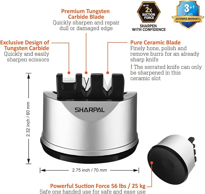 SHARPAL 191H Knife Scissors Sharpener | Repairs, Restores & Sharpens Straight, Serrated & Kitchen Knives – Versatile Sharpening Tool for Blades Fathers Day Gift