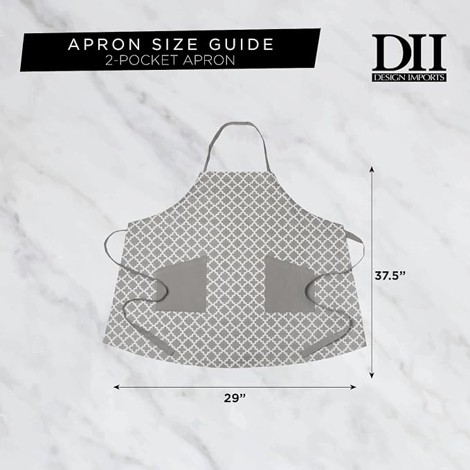 DII Lattice Basics Collection Kitchen Essentials, Apron, White