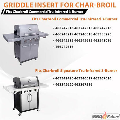 Full Size Griddle Insert with Spatula Set for Charbroil TRU Infrared 3 Burner 463355220 463242516 463242515 466242515 463342420 463243016, Flat Top for Charbroil Grill Replacement Parts G466-2400-W1