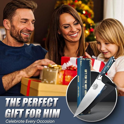 Huusk Fathers Day Gift Idea for Dad - 8" Chef Knife for Kitchen - Birthday Gift Idea for Dads - Best Dad Ever - Stainless Kitchen Knife with Resin Handle, Full Tang Cooking Knives