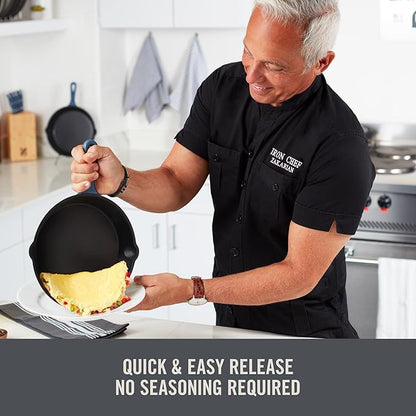 DASH Zakarian x Nonstick Cast Iron Skillet - Versatile Frying Pan Cookware - Oven-Safe Searing Skillet with Pour Spout and Quick-Clean Surface - Rust-Resistant - Cranberry, 7.5-Inch