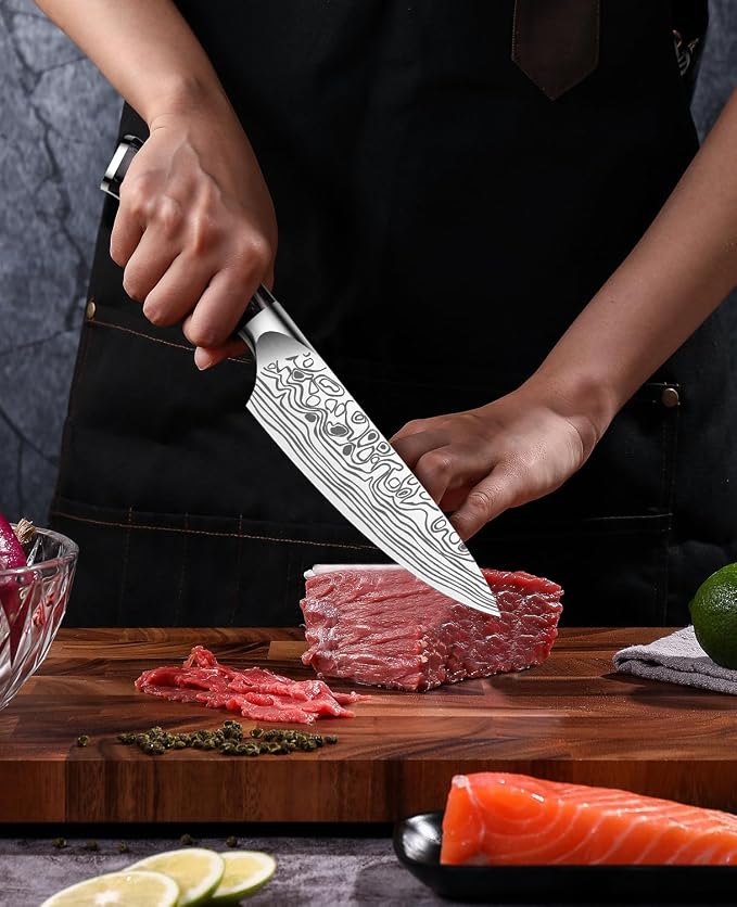 6in Chef Knife,Sharp Kitchen Knife, High-Carbon German EN1.4116 Stainless Steel Cooking Knife, Kitchen Knife ergonomically Design With Gift Box, Suitable as a Gift for Family and Lover