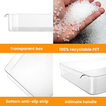 vacane 2 Pack Deli Meat Container for Fridge, Bacon Container with Lids for Refrigerator Fruit, Cold Cuts, Cheese Keeper Marinade Tray, Stackable Freezer Storage Containers