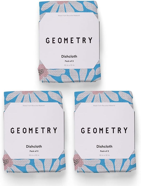 GEOMETRY Kitchen Dish Cloths - Spring & Summer Collection - Premium Dishcloths with Geoweave - Absorbent & Fast Drying Kitchen Towels - Sweet Spring, 10" x 10" - 3-Pieces