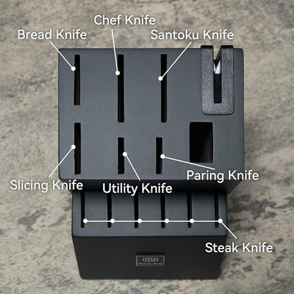 15-Piece Kitchen Knife Block Set with Built-in Sharpener, Upgraded Non-Stick Coating Blades, Ergonomic Handles, Dishwasher Safe, Black