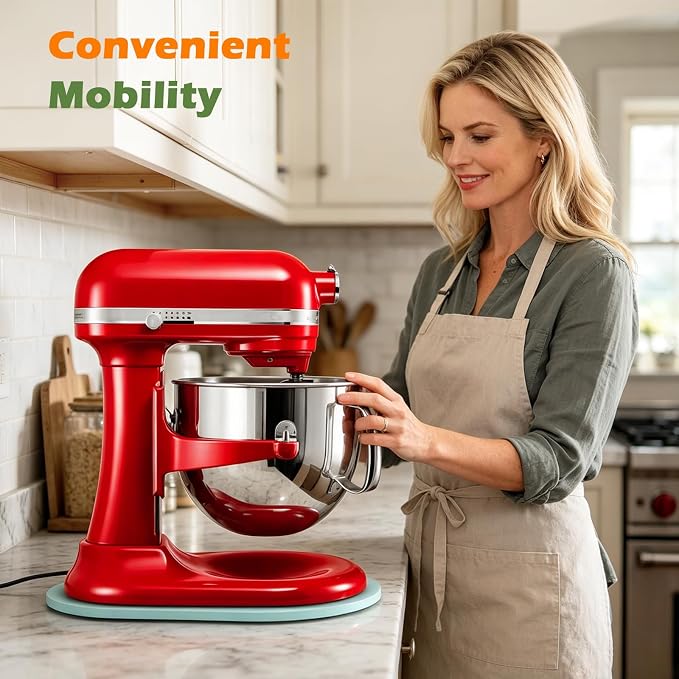 Mixer Slider for Kitchen Aid 5-8 Qt Bowl Lift Stand Mixer, Kitchen Appliance Wood Sliding Mat Countertop Storage Attachments, Mixer Accessories Sliding Tray Moving Board for Kitchen Aid, Blue