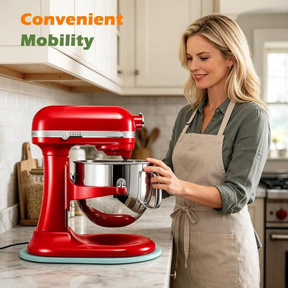 Mixer Slider for Kitchen Aid 5-8 Qt Bowl Lift Stand Mixer, Kitchen Appliance Wood Sliding Mat Countertop Storage Attachments, Mixer Accessories Sliding Tray Moving Board for Kitchen Aid, Blue