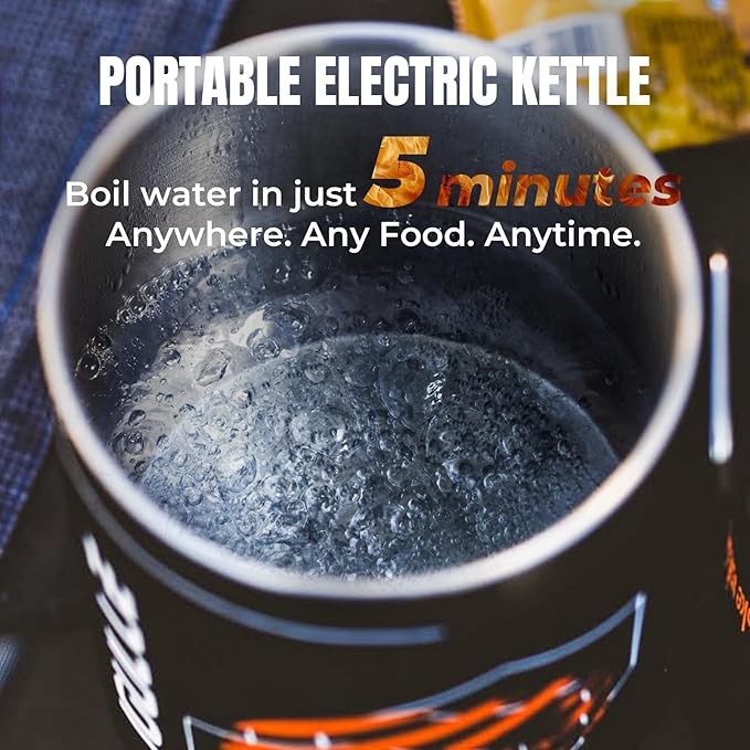 Stoke Voltaics Electric Kettle, 120V Portable Water Boiler for Coffee & Tea, 304 Stainless Steel Mini Tea Kettle, 500W Fast Boiling Water with Auto Shut-Off, Camping & Travel Essentials