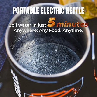 Stoke Voltaics Electric Kettle, 120V Portable Water Boiler for Coffee & Tea, 304 Stainless Steel Mini Tea Kettle, 500W Fast Boiling Water with Auto Shut-Off, Camping & Travel Essentials