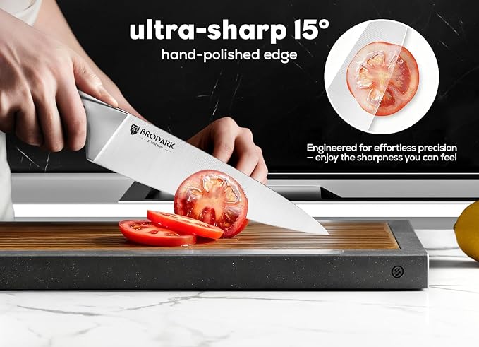 Block Knife Sets - Kitchen Knives Set with Block and Sharpener, Ultra Sharp Chef Knife, High Carbon Super German Stainless Steel, Ergonomic Handle Non Slip Grip, Gift for Men Women, Silver Wolf Series