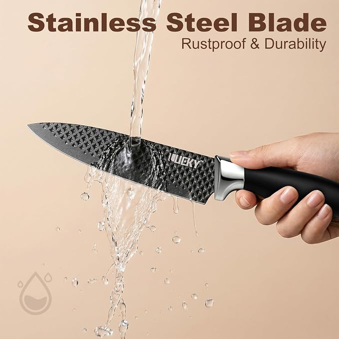 Knife Set, 7 Pieces Kitchen knife Set with Healthy Anti-Rust Coating, Stainless Steel Professional Chef Knife Sets with Elegant Box, Kitchen Knives with Scissors & Peeler & Cutting Board for Cooking