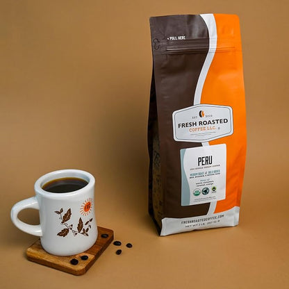 Fresh Roasted Coffee, Organic Peru Whole Bean Coffee, Medium Roast, USDA Organic, 3rd Party Tested for Mold, Mycotoxin & Pesticides, Kosher, 2 lb (32 oz)