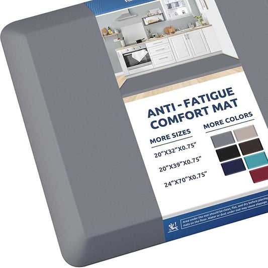 KitchenClouds Kitchen Mat Cushioned Anti Fatigue Rug 24"x70" Water Resistant, Non Slip, Standing and Comfort Desk/Floor Mats for House Sink Office (Grey,0.8inch)