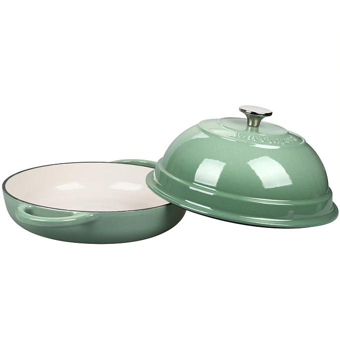 VORRINGARD Cast Iron Enameled Dutch Oven Pot with Lid for Bread Baking, Bread Oven, 6 Quart, Sage Green