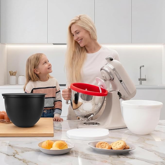 GuanQiao Silicone Bowl Liners for 5 Qt KitchenAid Mixers, 3 Liners with Lids