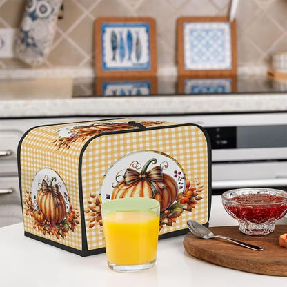 4 Slice Pumpkin Orange Autumn Toaster Cover Waterproof Dust Fingerprint Bread Machine Cover Washable Kitchen Appliance Protector For Home Kitchen Bakeware Table Decor Women Gifts