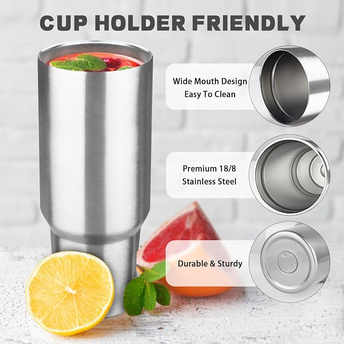 40 oz Tumbler with Lids and Straws, Stainless Steel Insulated Coffee Tumbler, Double Wall Vacuum Insulated Travel Mug Cup, Leakproof Thermal Coffee Cup for Hot and Cold Drinks (Silver)
