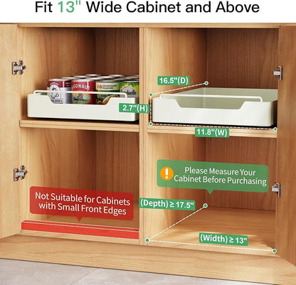 iSPECLE Slide Out Cabinet Drawers - 2 Pack Peel and Stick Pull Out Drawers for 13" Wide Cabinet and Above, No Screw Adhesive Drawer Easily Slide to Get Deep Item without Digging in the Deep, Black